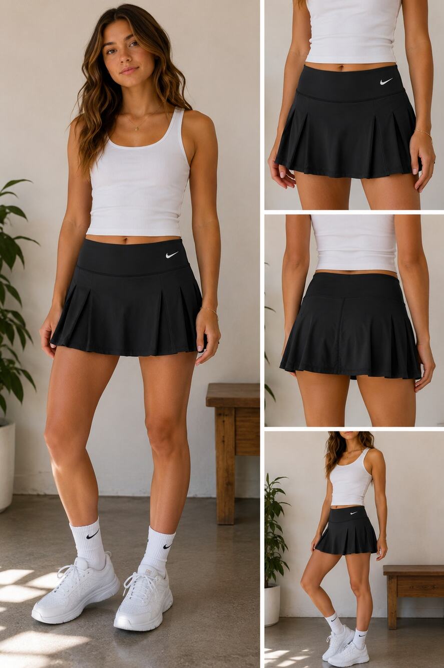 Nike Dri-FIT Black Pleated Tennis Skort Built-In Shorts Athletic Golf Skirt L